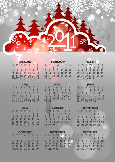 free vector 2011 color calendar template vector